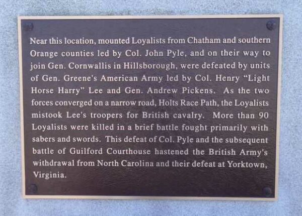 PYLE’S DEFEAT REVOLUTIONARY WAR MEMORIAL PLAQUE