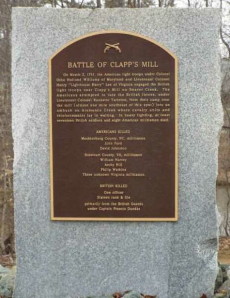 THE BATTLE OF CLAPS MILL WAR MEMORIAL PLAQUE G