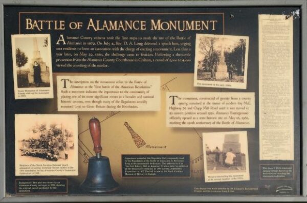 BATTLE OF ALAMANCE SHAFT MONUMENT PANEL