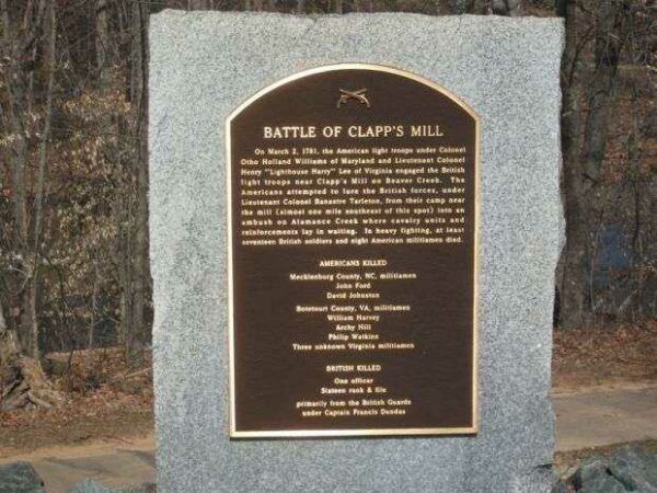 BATTLE OF CLAPP’S MILL REVOLUTIONARY WAR MEMORIAL PLAQUE I